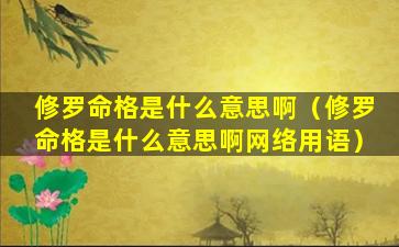 修罗命格是什么意思啊（修罗命格是什么意思啊网络用语）