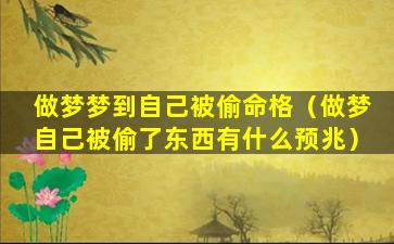 做梦梦到自己被偷命格（做梦自己被偷了东西有什么预兆）