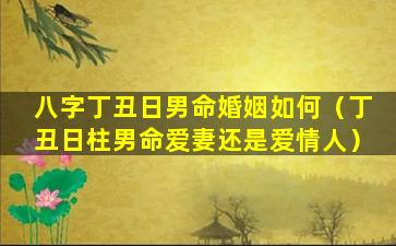 八字丁丑日男命婚姻如何（丁丑日柱男命爱妻还是爱情人）