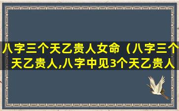 八字三个天乙贵人女命（八字三个天乙贵人,八字中见3个天乙贵人）