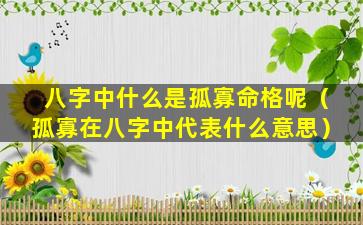 八字中什么是孤寡命格呢（孤寡在八字中代表什么意思）