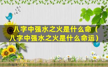 八字中强水之火是什么命（八字中强水之火是什么命运）