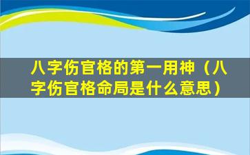 八字伤官格的第一用神（八字伤官格命局是什么意思）