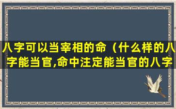 八字可以当宰相的命（什么样的八字能当官,命中注定能当官的八字）