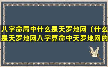 八字命局中什么是天罗地网（什么是天罗地网八字算命中天罗地网的详解）