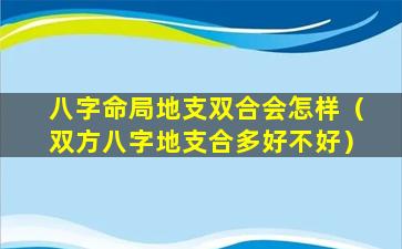 八字命局地支双合会怎样（双方八字地支合多好不好）