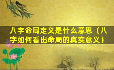 八字命局定义是什么意思（八字如何看出命局的真实意义）