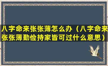 八字命来张张薄怎么办（八字命来张张薄勤俭持家皆可过什么意思）