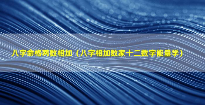 八字命格两数相加（八字相加数家十二数字能量学）