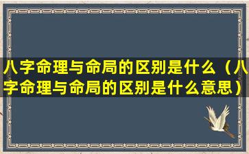 八字命理与命局的区别是什么（八字命理与命局的区别是什么意思）