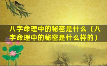 八字命理中的秘密是什么（八字命理中的秘密是什么样的）