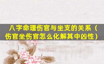 八字命理伤官与坐支的关系（伤官坐伤官怎么化解其中凶性）