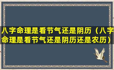 八字命理是看节气还是阴历（八字命理是看节气还是阴历还是农历）