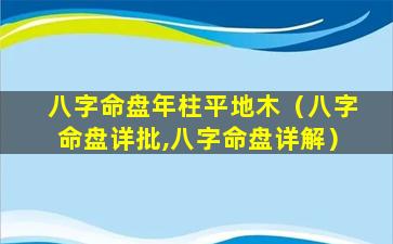 八字命盘年柱平地木（八字命盘详批,八字命盘详解）