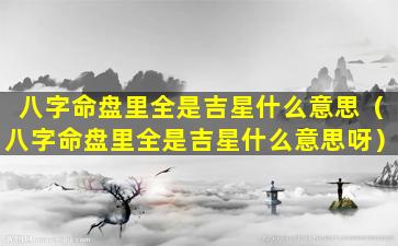 八字命盘里全是吉星什么意思（八字命盘里全是吉星什么意思呀）