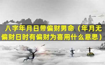 八字年月日带偏财男命（年月无偏财日时有偏财为喜用什么意思）