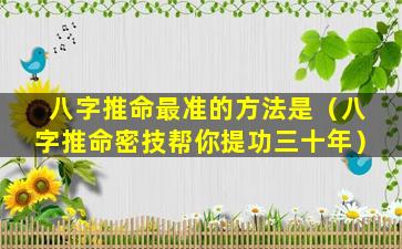 八字推命最准的方法是（八字推命密技帮你提功三十年）