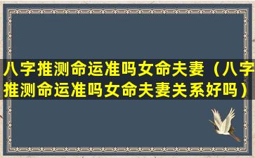 八字推测命运准吗女命夫妻（八字推测命运准吗女命夫妻关系好吗）