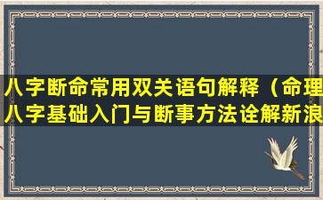 八字断命常用双关语句解释（命理八字基础入门与断事方法诠解新浪博客）