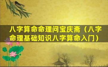 八字算命命理问宝庆斋（八字命理基础知识八字算命入门）