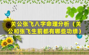 关公张飞八字命理分析（关公和张飞生前都有哪些功绩）