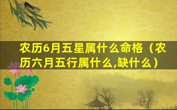 农历6月五星属什么命格（农历六月五行属什么,缺什么）