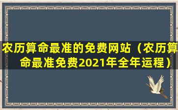 农历算命最准的免费网站（农历算命最准免费2021年全年运程）