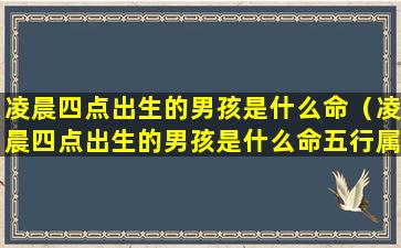 凌晨四点出生的男孩是什么命（凌晨四点出生的男孩是什么命五行属什么）