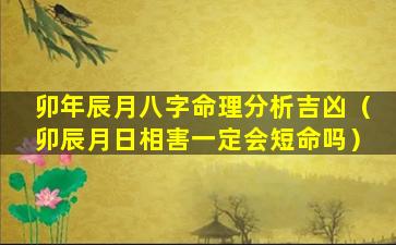 卯年辰月八字命理分析吉凶（卯辰月日相害一定会短命吗）