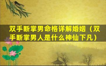 双手断掌男命格详解婚姻（双手断掌男人是什么神仙下凡）