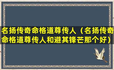 名扬传奇命格道尊传人（名扬传奇命格道尊传人和避其锋芒那个好）