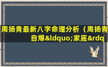 周扬青最新八字命理分析（周扬青自爆“家底”）