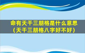 命有天干三朋格是什么意思（天干三朋格八字好不好）