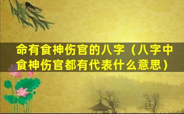 命有食神伤官的八字（八字中食神伤官都有代表什么意思）