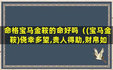 命格宝马金鞍的命好吗（(宝马金鞍)侥幸多望,贵人得助,财帛如裕,繁荣至上）