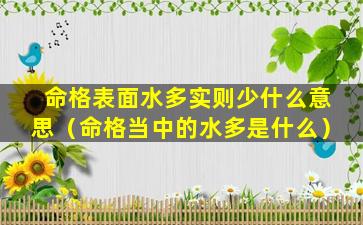 命格表面水多实则少什么意思（命格当中的水多是什么）