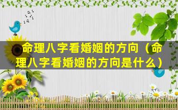 命理八字看婚姻的方向（命理八字看婚姻的方向是什么）