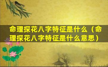 命理探花八字特征是什么（命理探花八字特征是什么意思）