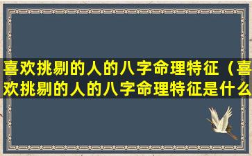 喜欢挑剔的人的八字命理特征（喜欢挑剔的人的八字命理特征是什么）