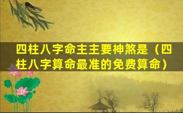 四柱八字命主主要神煞是（四柱八字算命最准的免费算命）