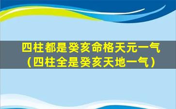 四柱都是癸亥命格天元一气（四柱全是癸亥天地一气）