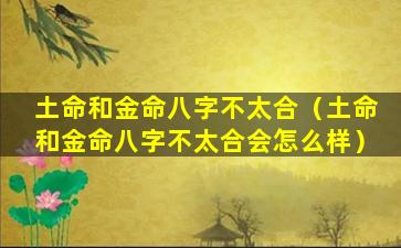 土命和金命八字不太合（土命和金命八字不太合会怎么样）