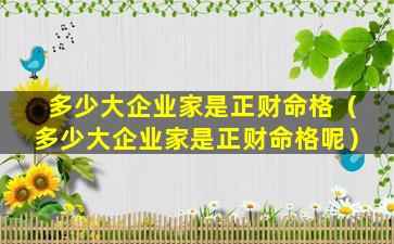 多少大企业家是正财命格（多少大企业家是正财命格呢）