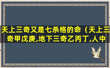 天上三奇又是七杀格的命（天上三奇甲戊庚,地下三奇乙丙丁,人中三奇壬癸辛）