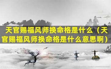 天官赐福风师换命格是什么（天官赐福风师换命格是什么意思啊）