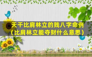 天干比肩林立的贱八字命例（比肩林立能夺财什么意思）