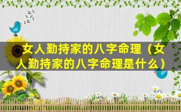 女人勤持家的八字命理（女人勤持家的八字命理是什么）