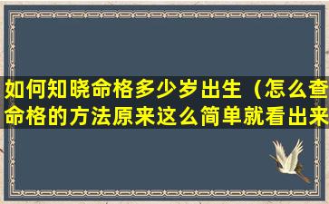 如何知晓命格多少岁出生（怎么查命格的方法原来这么简单就看出来了）