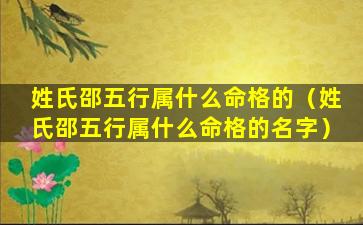 姓氏邵五行属什么命格的（姓氏邵五行属什么命格的名字）