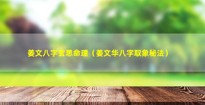 姜文八字玄思命理（姜文华八字取象秘法）